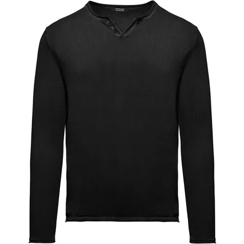 Faded Stocking Stitch Pullover with Buttons , male, Sizes: M, 3XL, S - BomBoogie - Modalova