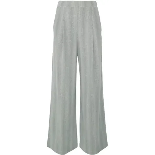 Light Grey Velvet Ribbed Trousers , female, Sizes: L, M - Max Mara - Modalova