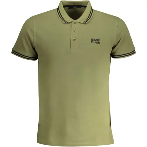 Grünes Baumwoll-Poloshirt mit Kurzen Ärmeln , Herren, Größe: M - Cavalli Class - Modalova