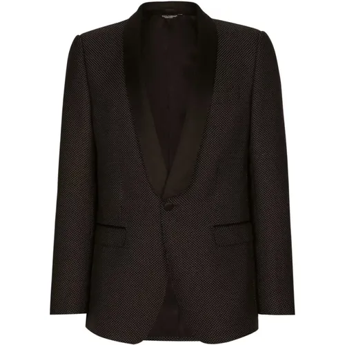 Blazers, male, , Size: S Micro-Dot Single-Breasted Blazer - Dolce & Gabbana - Modalova