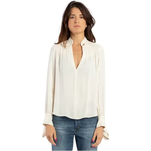 Embroidered Georgette Shirt , female, Sizes: S, XS, M - Elisabetta Franchi - Modalova