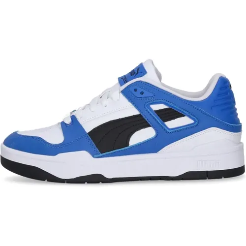 Sneakers, male, , Size: 9 1/2 US Low Leather Sneaker White/Black/Team Royal - Puma - Modalova