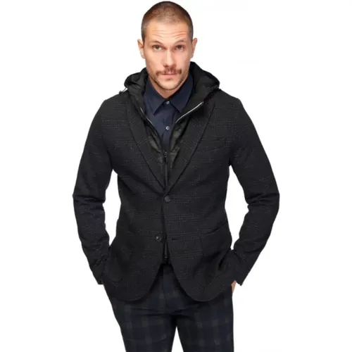 Blazers, male, , Size: XL 2-in-1 Blazer with Removable Hood - Mason's - Modalova