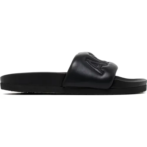 Sliders, male, , Size: 8 US Calf Leather Logo Quilted Slides - Ambush - Modalova