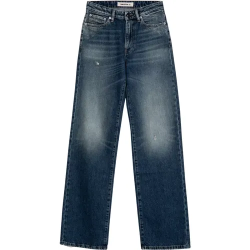 Straight Jeans, female, , Size: W27 Palazzo Style Denim Jeans - Semicouture - Modalova