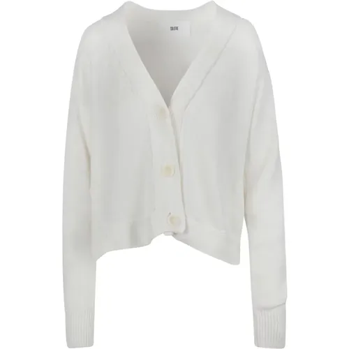 V-Neck Cotton Cardigan with Button Closure , female, Sizes: L - Solotre - Modalova