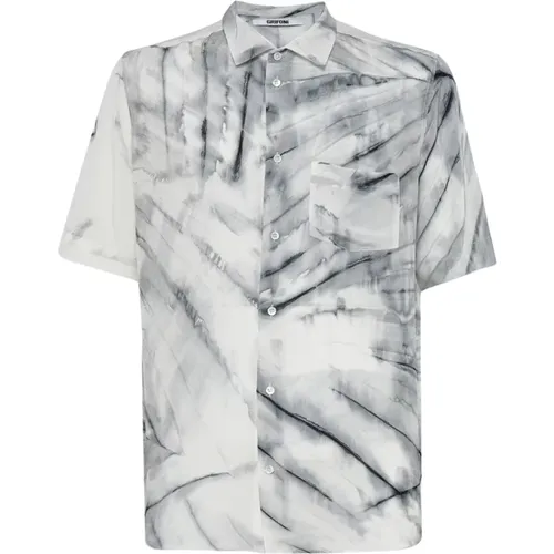 Silk Patterned Short Sleeve Shirt , male, Sizes: S, M, L - Mauro Grifoni - Modalova