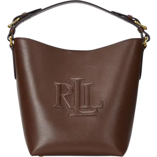 Leather Bucket Bag with Oversize Logo , female, Sizes: ONE SIZE - Ralph Lauren - Modalova