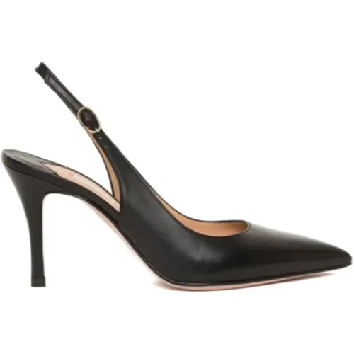 Schwarze Leder-Slingback-Sandale , Damen, Größe: 37 1/2 EU - Roberto Festa - Modalova