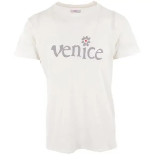 Weißes T-Shirt mit Venice Be Nice Print , Herren, Größe: XL - ERL - Modalova