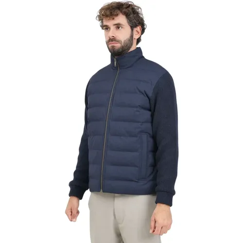 Blaue Hybrid Pufferjacke Herren , Herren, Größe: M - Selected Homme - Modalova