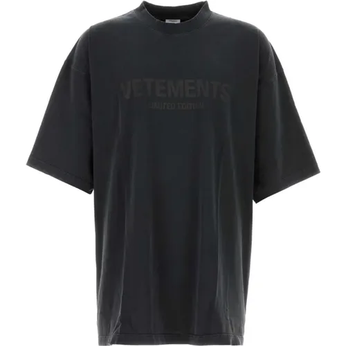 Oversize Schwarzes Baumwoll-T-Shirt , Herren, Größe: M - Vetements - Modalova