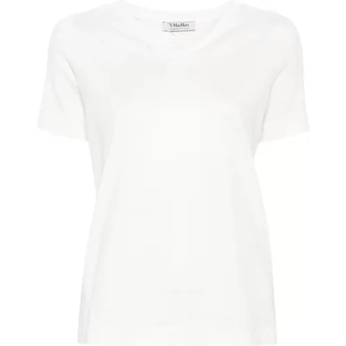 Cotton T-shirt with Embroidered Logo , female, Sizes: M - Max Mara - Modalova