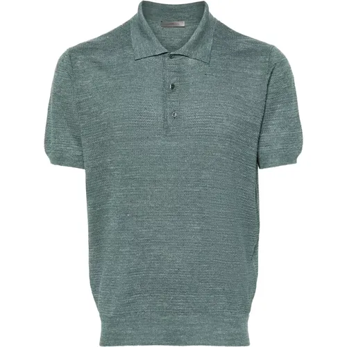 Grünes Polo Shirt aus Leinen und Seide , Herren, Größe: XL - Corneliani - Modalova