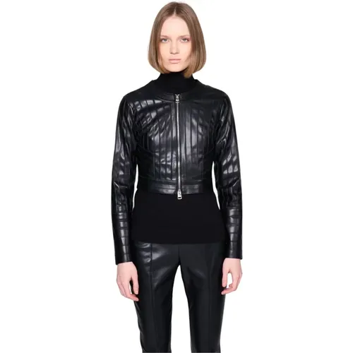 Gerippte Kunstleder-Crop-Jacke - Silvian Heach - Modalova