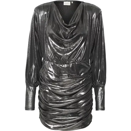 Silver Draped Long Sleeve Dress , female, Sizes: S - Gestuz - Modalova