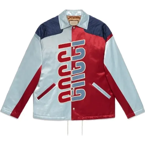 Logo-Patch Shirt Jacket , male, Sizes: M - Gucci - Modalova