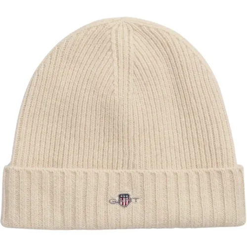 Classic Ribbed Knit Wool Beanie , male, Sizes: ONE SIZE - Gant - Modalova