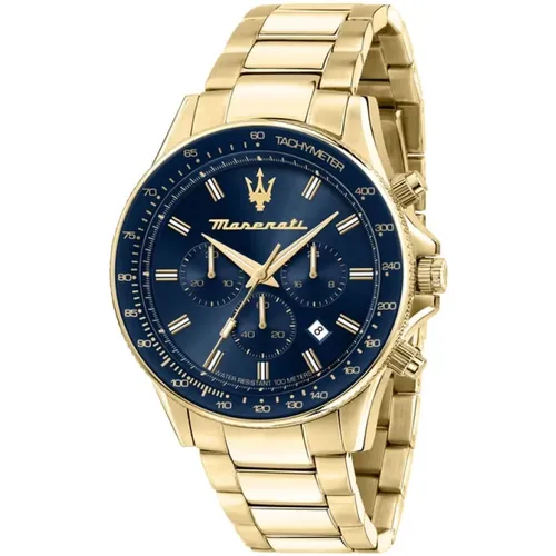 Sfida Chronograph Uhr (Gold/Blau) Herren , Herren, Größe: ONE Size - Maserati - Modalova