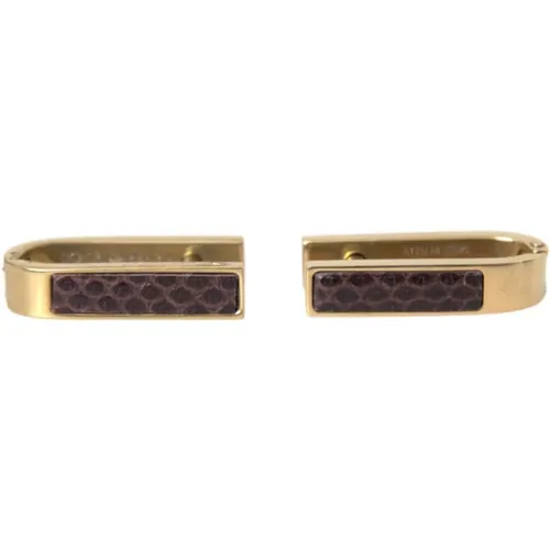 Cufflinks & Tie Clips, male, , Size: ONE SIZE Gold Plated Logo Cufflinks - Dolce & Gabbana - Modalova