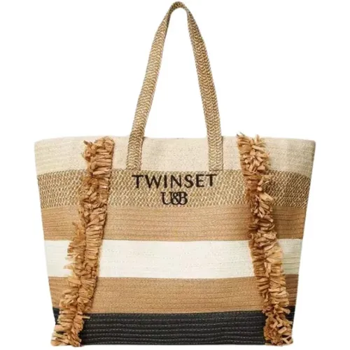 Multicolor Fringed Straw Shopper Tote Bag , female, Sizes: ONE SIZE - Twinset - Modalova