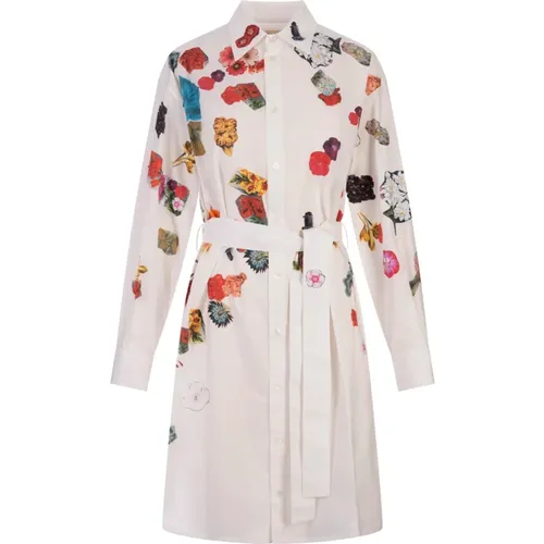 White Floral Shirt Dress , female, Sizes: S - Marni - Modalova