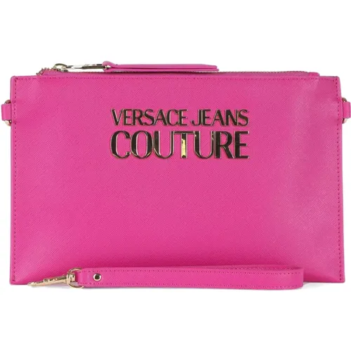 Logo Front Saffiano Clutch - Versace Jeans Couture - Modalova