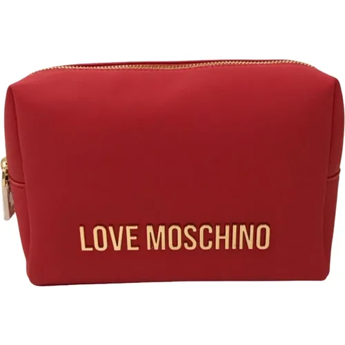 Toilet Bags, female, , Size: ONE SIZE Logo Zippered Bag - Love Moschino - Modalova