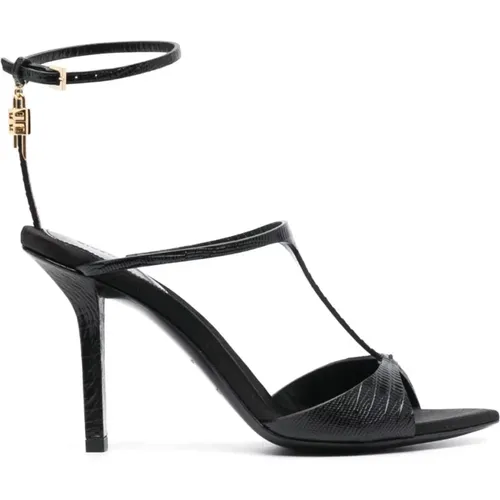 Schwarze Sandalen mit Vorhängeschloss-Detail , Damen, Größe: 38 EU - Givenchy - Modalova