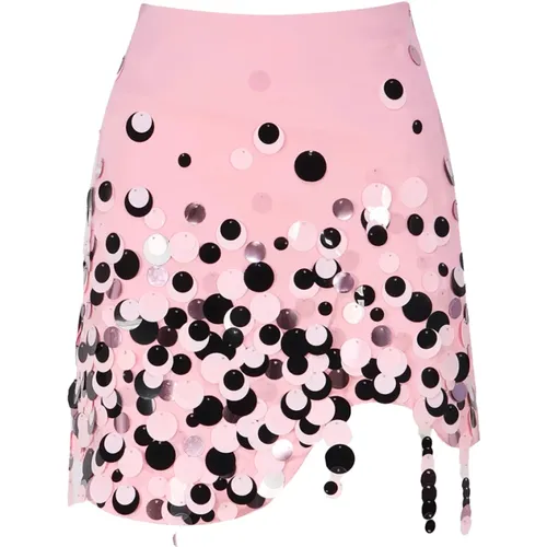 Pink Sequin Mini Skirt Asymmetry , female, Sizes: M, XS - Art Dealer - Modalova