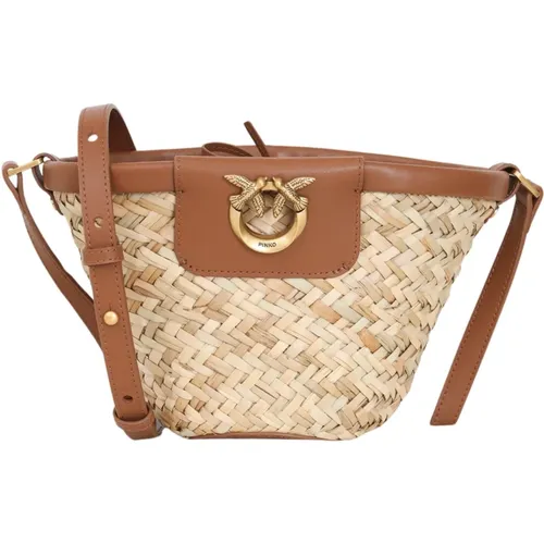 Brown and Love Summer Bucket Bag , female, Sizes: ONE SIZE - pinko - Modalova