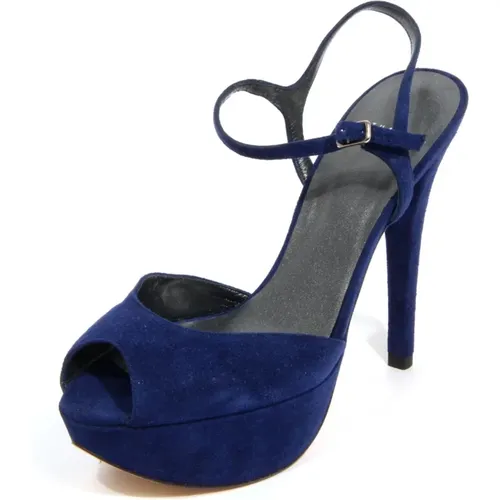 High Heel Sandals, female, , Size: 8 US Sapphire Suede Sandals - Stuart Weitzman - Modalova