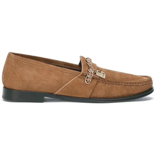 Suede Loafers for Men , male, Sizes: 6 UK - Dolce & Gabbana - Modalova