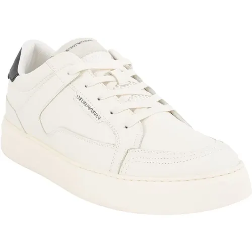 Weiße Leder Sneakers - Emporio Armani - Modalova
