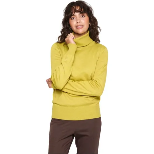 Gold Rollkragenpullover Gebranntes Melange , Damen, Größe: M - Saint Tropez - Modalova