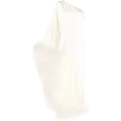 Weiße Ein-Schulter-Kleid mit Straußenfeder - Taller Marmo - Modalova
