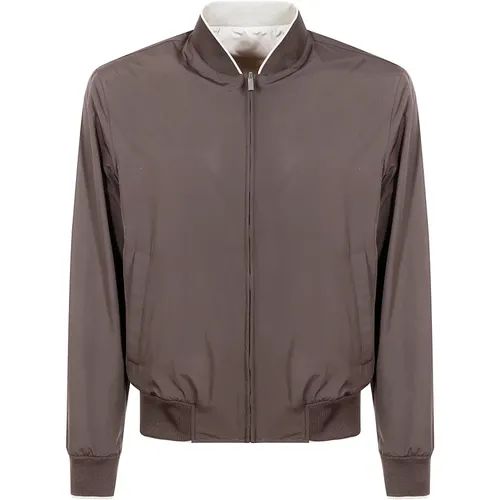 Bomber Jackets, male, , Size: M Reversible Polyester Jacket - Canali - Modalova