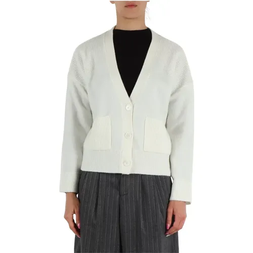 Ribbed Wool Cardigan with Logo Plaque , female, Sizes: S, M, L, XS - Liu Jo - Modalova