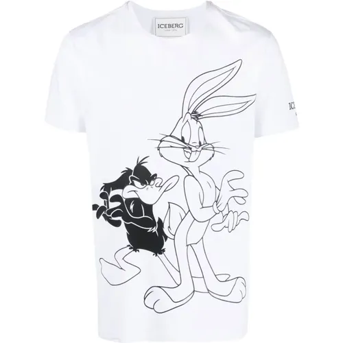 T-Shirts, male, , Size: M Bugs Bunny Cartoon Print Tee - Iceberg - Modalova