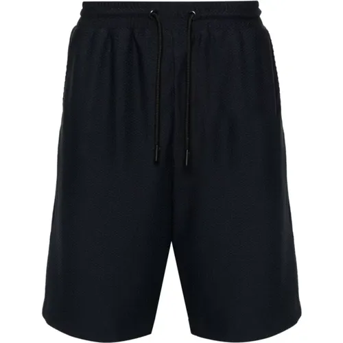 Marineblau Honigwaben Textur Shorts - Giorgio Armani - Modalova