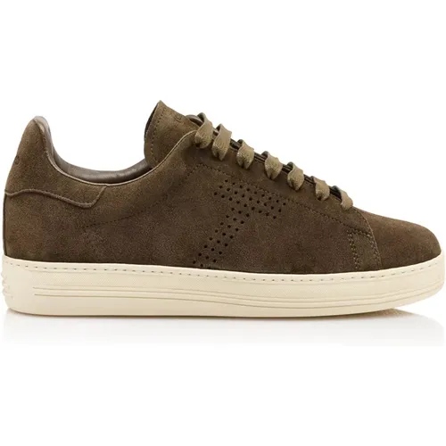 Sneakers, male, , Size: 7 1/2 US Military Sneakers Suede Stylish Perforated - Tom Ford - Modalova