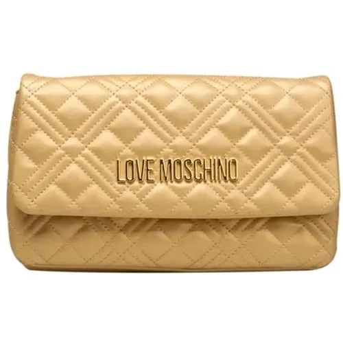 Cross Body Bags, female, , Size: ONE SIZE Gold Crossbody Bag with Flap Closure - Love Moschino - Modalova