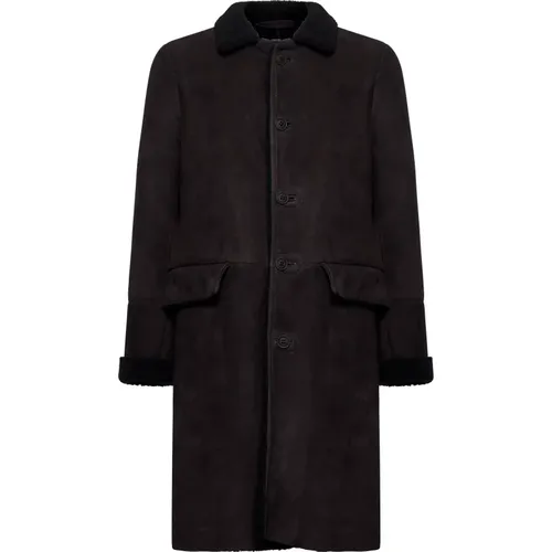 Parkas, male, , Size: XL Dark Shearling Lined Coat - Salvatore Santoro - Modalova