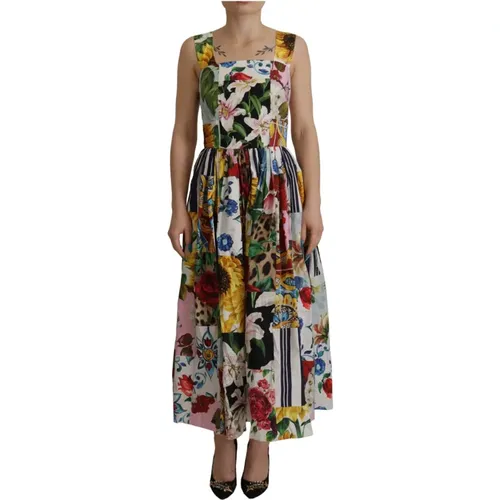 Blumiges A-Linie Baumwollkleid - Dolce & Gabbana - Modalova