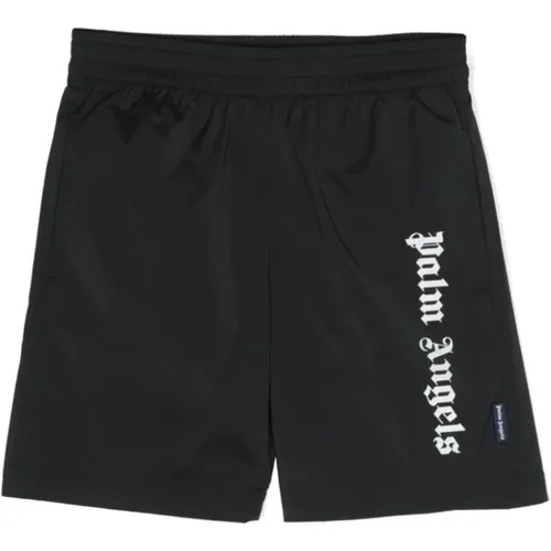 Schwarze Shorts mit Logo-Print,Shorts - Palm Angels - Modalova