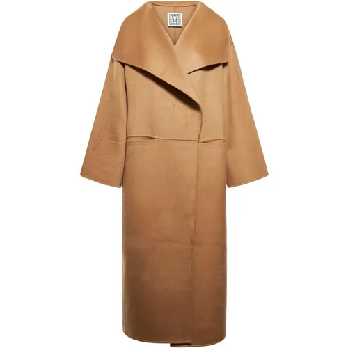 Camel Wool Cashmere Long Coat , female, Sizes: M, S, XS - TotêMe - Modalova