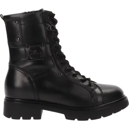 Leather Womens Ankle Boots with Lace and Zip Closure , female, Sizes: 4 UK - Nerogiardini - Modalova