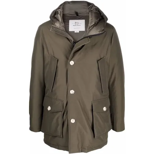 Parkas, male, , Size: M Padded Hooded Coat - Woolrich - Modalova