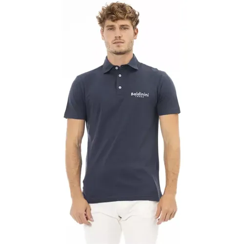 Blaues Polo-Shirt mit gesticktem Logo , Herren, Größe: XL - Baldinini - Modalova