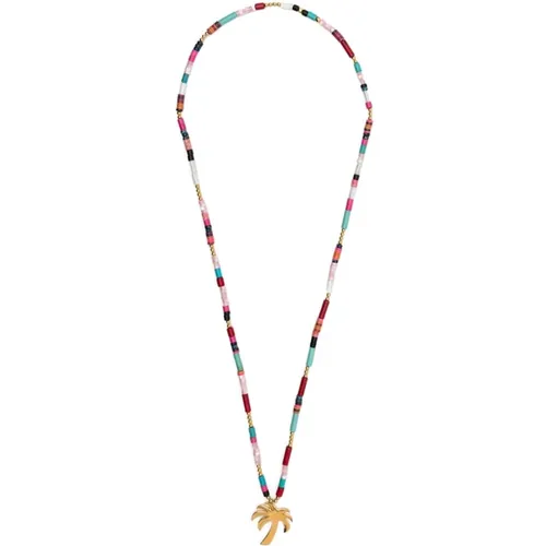 Beaded Palm Tree Pendant Necklace , female, Sizes: ONE SIZE - Palm Angels - Modalova